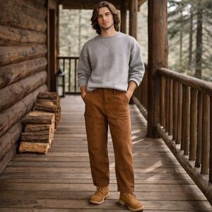 Carhartt B136 Brown Double Knee Work Pants Dungaree Fit 36x30 Y2K Workwear
